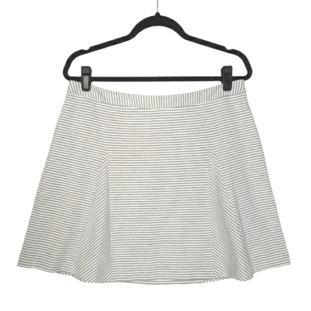 MICHAEL Michael Kors Large Skater White and Gray Striped Skirt